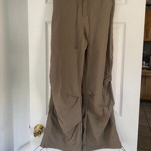Zara Women's Parachute Wide Leg Relaxed Fit Pants Brown Size 4